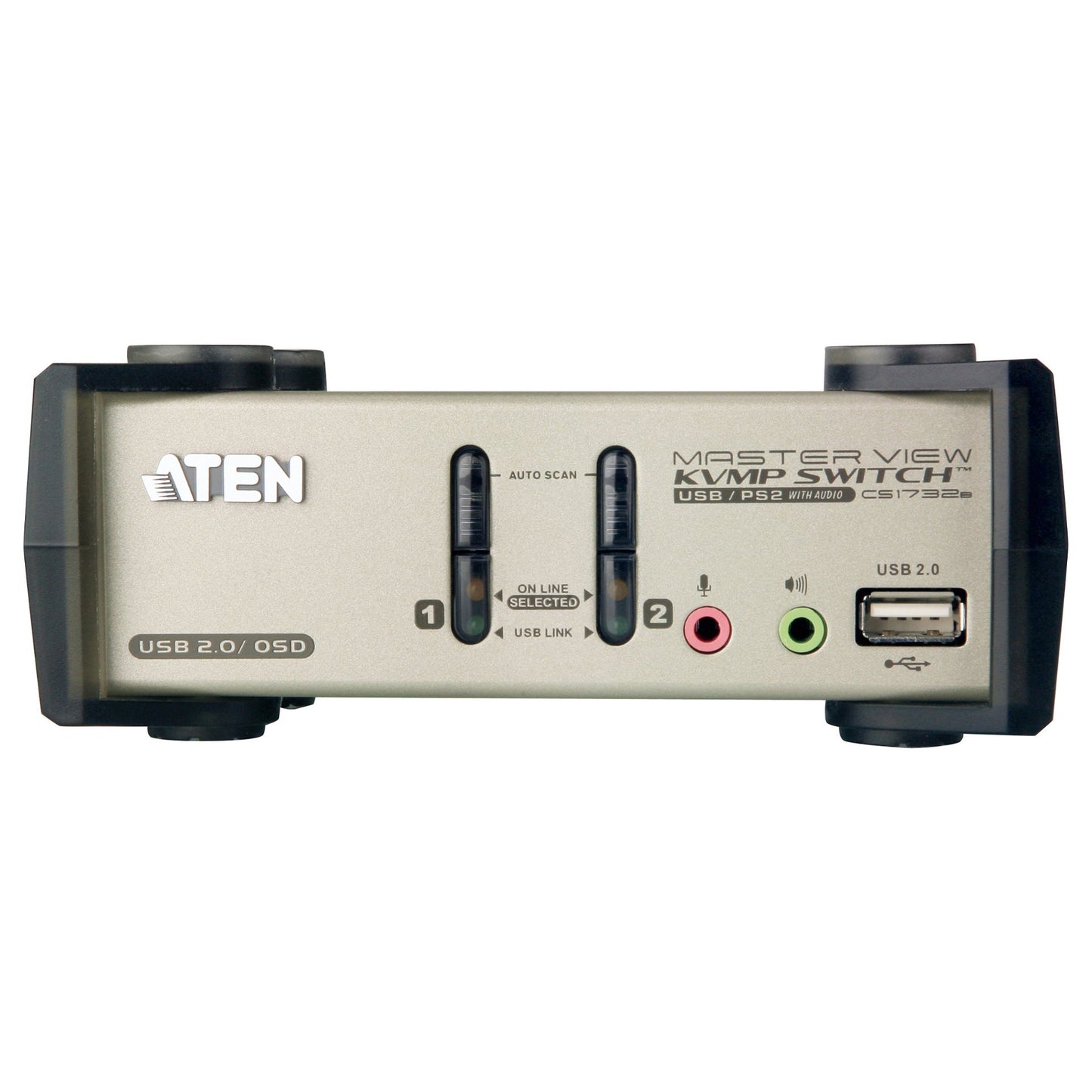 DATA KVM Desktop Switch 2-Port USB - PS/2 VGA KVM Switch with Audio & USB 2.0 Hub (KVM Cables included) ATEN