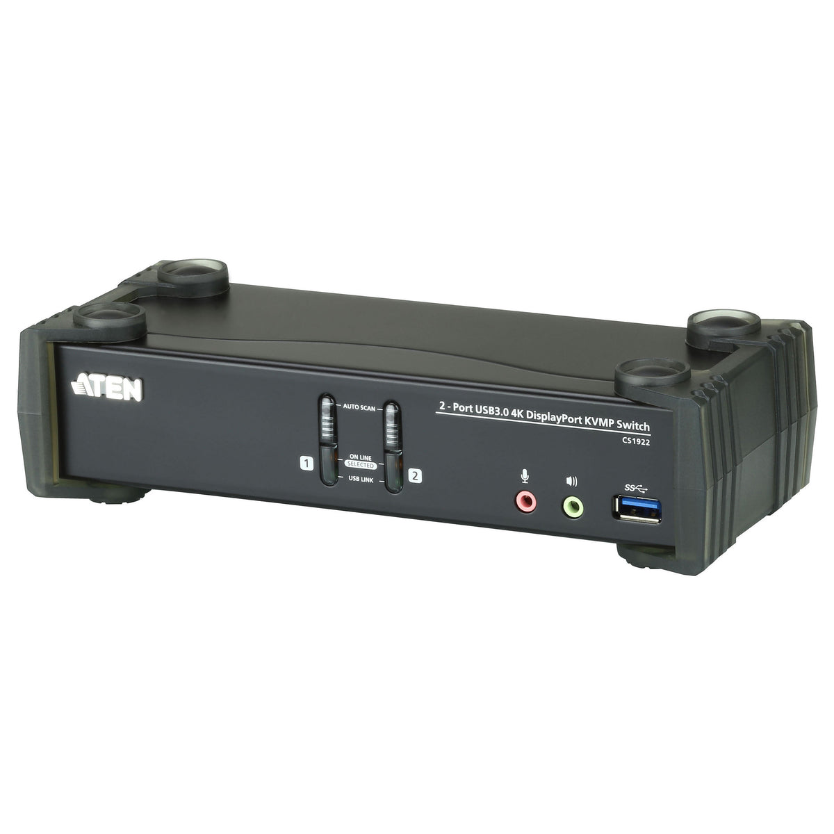 KVM Desktop Switch 2-Port USB 3.1 Gen 1 4K DisplayPort 1.2 KVMP™ Switch with Audio (KVM cables included) ATEN