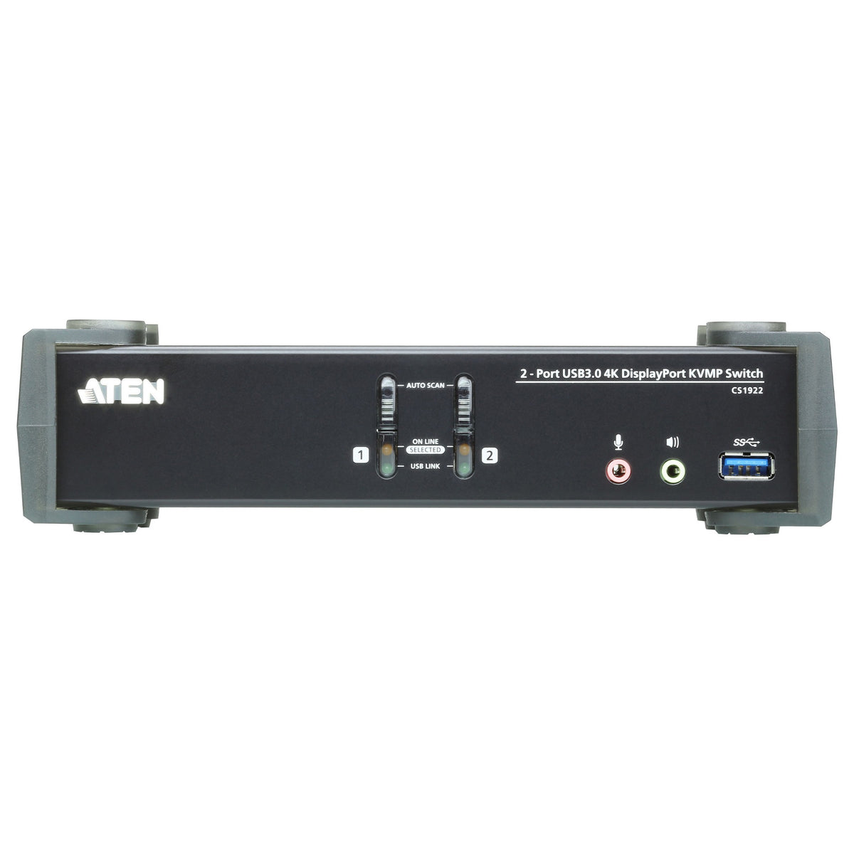 KVM Desktop Switch 2-Port USB 3.1 Gen 1 4K DisplayPort 1.2 KVMP™ Switch with Audio (KVM cables included) ATEN