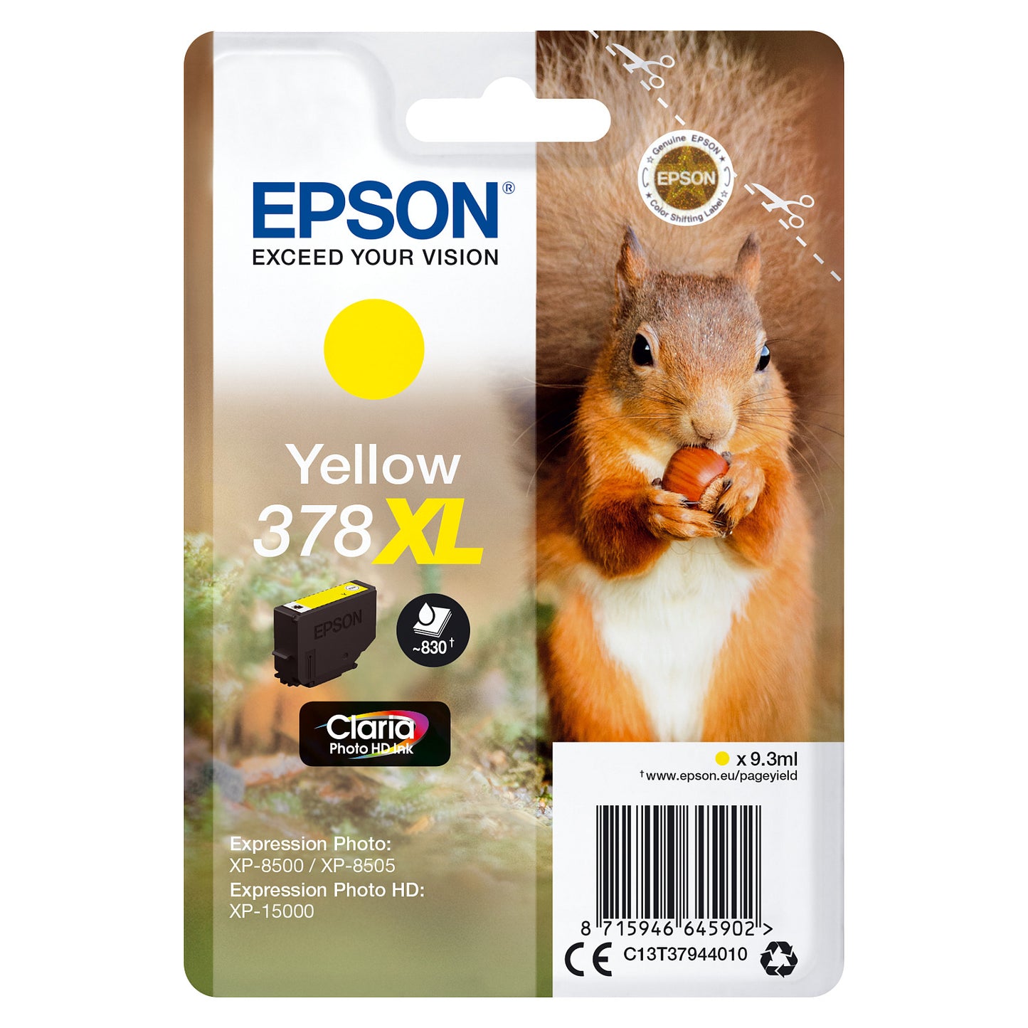 Epson Tinte 378XL C13T37944010 Gelb bis zu 830 Seiten