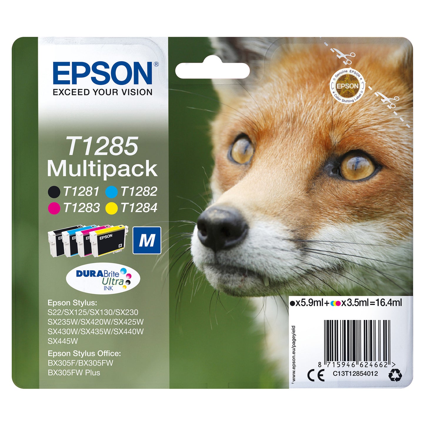 Epson Tinte T1285 C13T12854012 4er Multipack (BKMCY) bis zu 225 Seiten