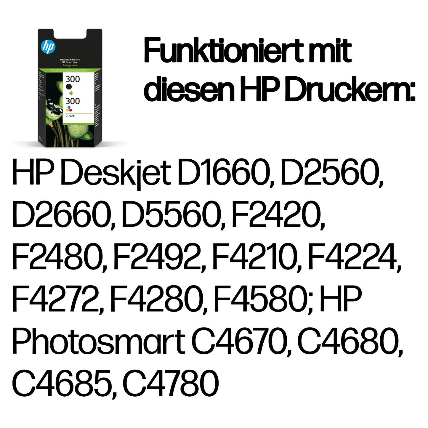 HP 300 original Ink cartridge CN637EE black and tri-colour standard capacity 2 x 4ml black: 200 pages colour: 165 pages 2-pack