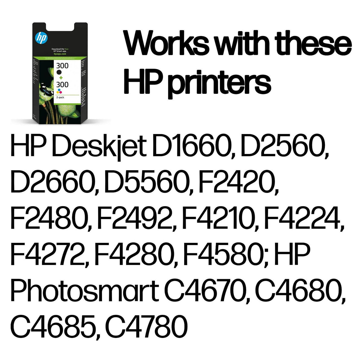 HP 300 original Ink cartridge CN637EE black and tri-colour standard capacity 2 x 4ml black: 200 pages colour: 165 pages 2-pack