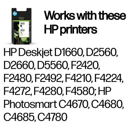 HP 300 original Ink cartridge CN637EE black and tri-colour standard capacity 2 x 4ml black: 200 pages colour: 165 pages 2-pack