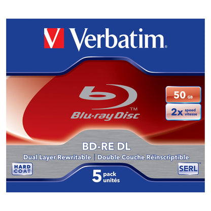 1x5 Verbatim BD-RE Blu-Ray 50GB 2x Speed, White Blue Surface JC
