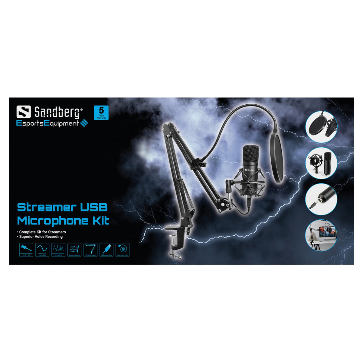 Broadcast Sandberg Streamer USB Microphone Kit