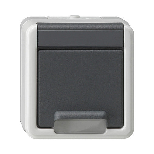 GIRA 441430 SCHUKO-Steckdose AP/WD mit Klappd.+SafetyPlus WG AP grau