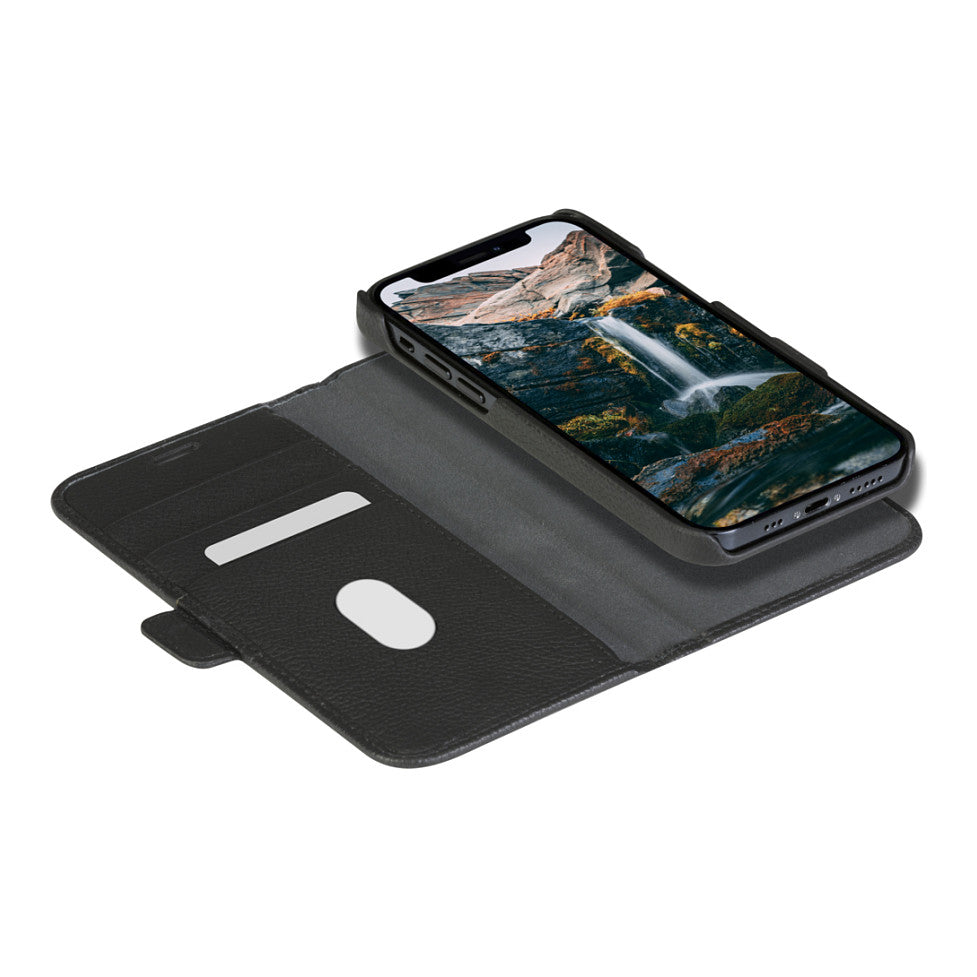 dbramante1928 New York - Flip-Hlle fr Mobiltelefon - 2-in-1 - Vollnarbenleder - Night Black - fr Apple iPhone 11, XR