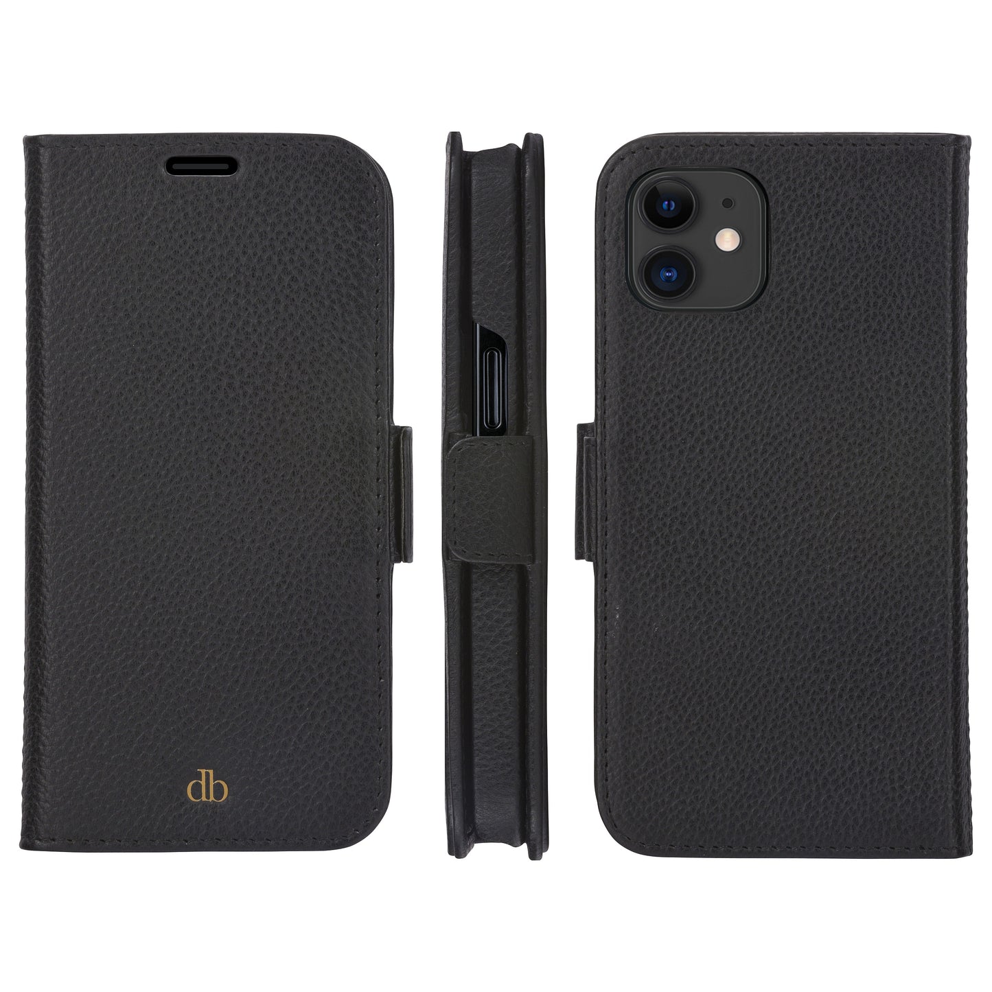 dbramante1928 New York - Flip-Hlle fr Mobiltelefon - 2-in-1 - Vollnarbenleder - Night Black - fr Apple iPhone 11, XR