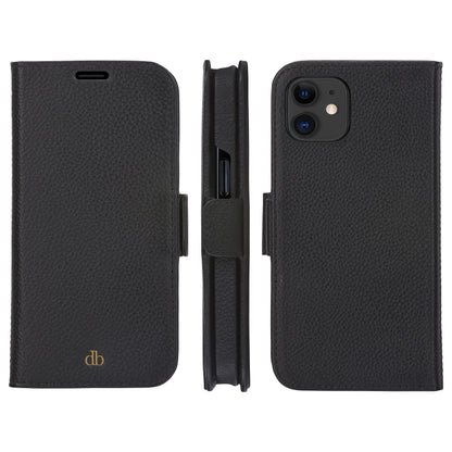 dbramante1928 New York - Flip-Hlle fr Mobiltelefon - 2-in-1 - Vollnarbenleder - Night Black - fr Apple iPhone 11, XR