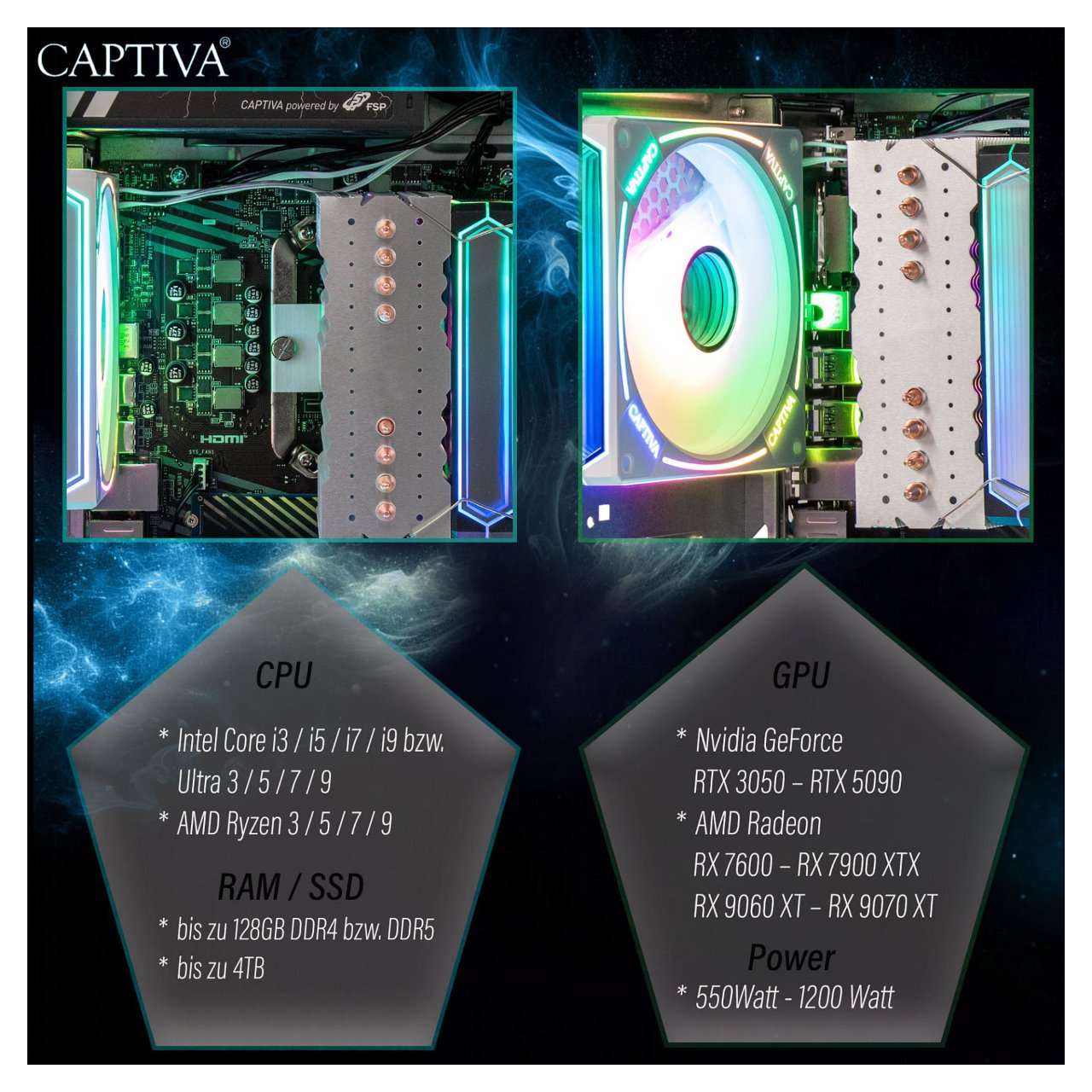 Captiva Advanced Gaming PC R98-608 Ryzen 7 5700X 32GB/1TB SSD RTX 5060 Win11