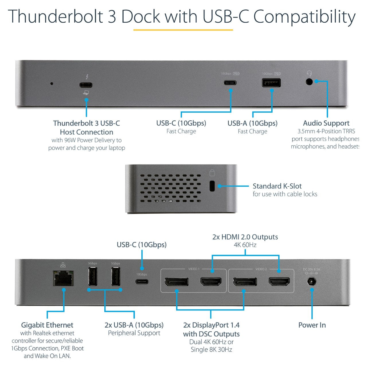 D StarTech TB3/USB-C DOCK - DUAL DP/HDMI