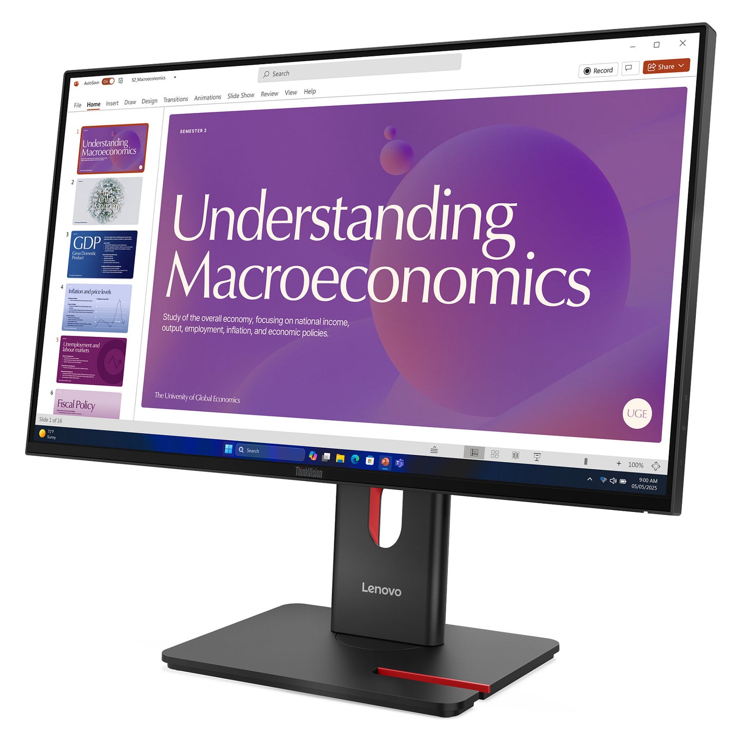 60,5cm/23,8" (1920x1080) Lenovo ThinkVision T24D-40 16:9 FHD IPS 4ms 120Hz HDMI DisplayPort USB-C USB LAN VESA Speaker Black