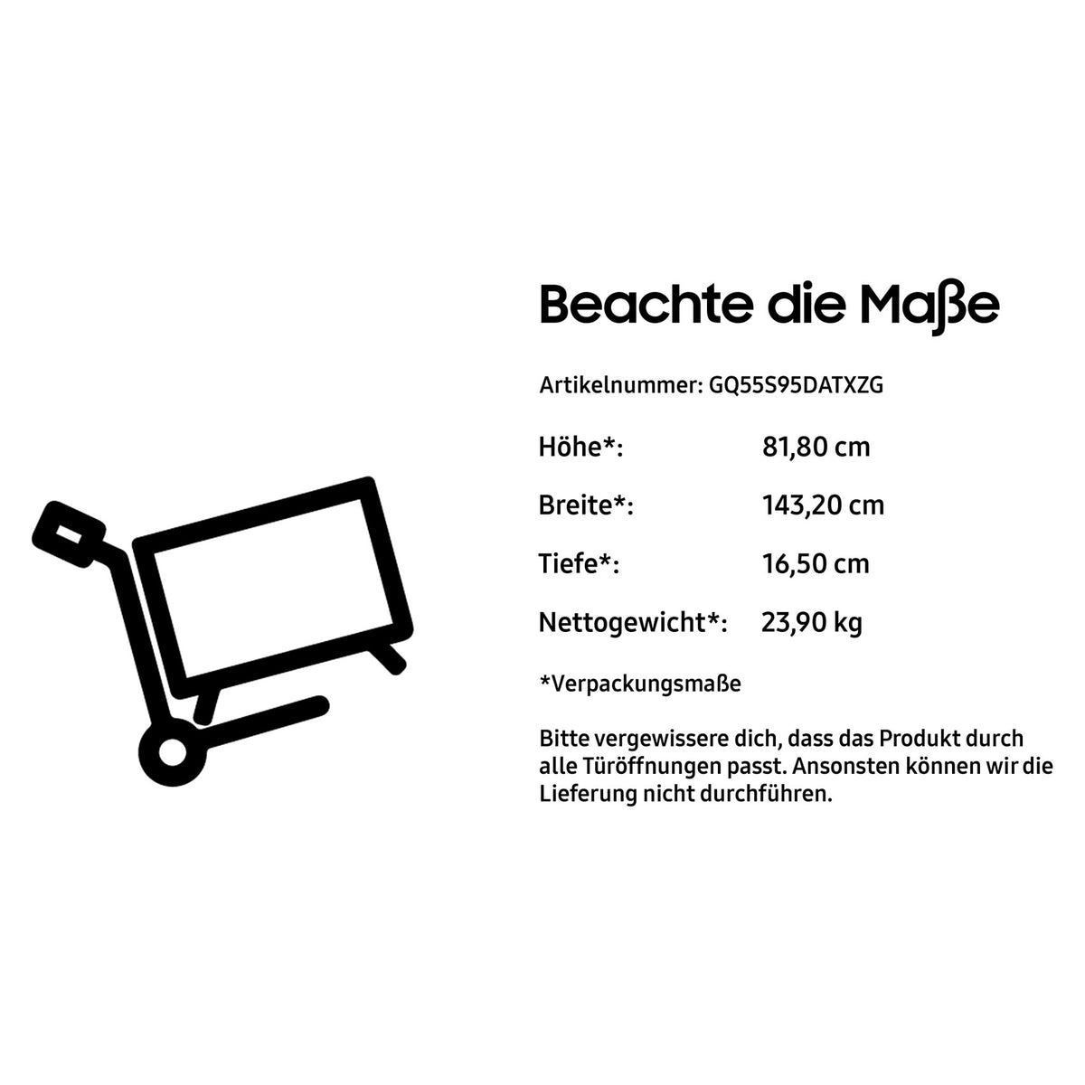 138,0cm/55" (3840x2160) Samsung GQ55S95DATXZG 16:9 OLED 100Hz HDMI USB WLAN Bluetooth HDR10+ Speaker Graphite Black