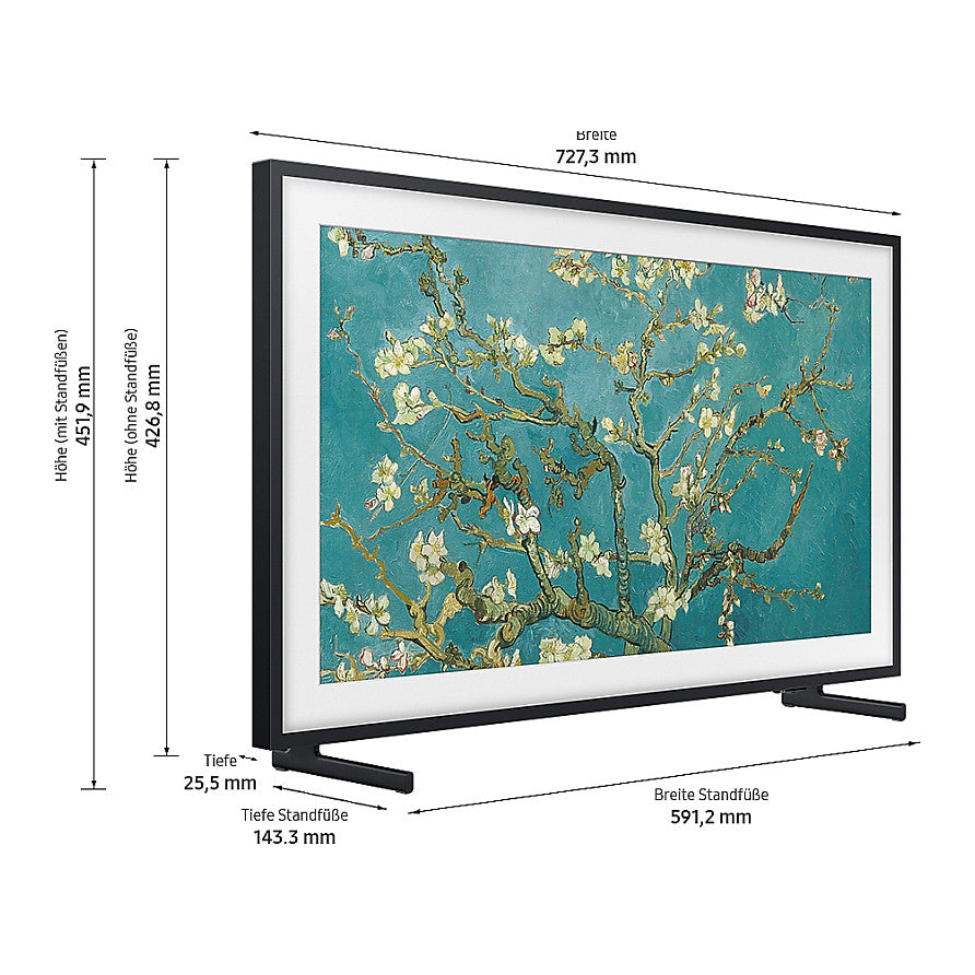 80,0cm/32" (1920x1080) Samsung The Frame GQ32LS03CBUXZG 16:9 QLED 50Hz HDMI USB WLAN Bluetooth HDR10+ Speaker Black