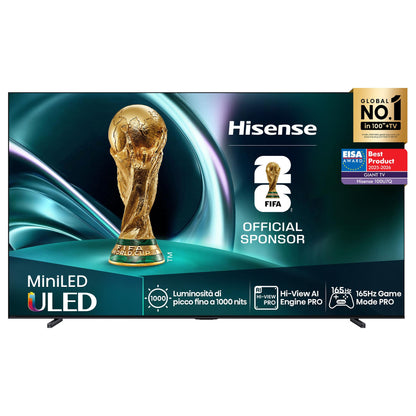 254,0cm/100" (3840x2160) Hisense 100U7NQ 16:9 Mini LED 144Hz HDMI USB WLAN Bluetooth HDR10+ Adaptive Speaker Black