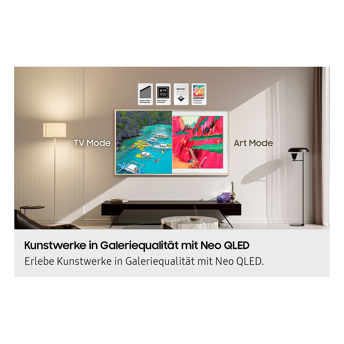 163,0cm/65" (3840x2160) Samsung The Frame GQ65LS03FWUXZG 16:9 QLED 100Hz HDMI USB WLAN Bluetooth HDR10+ Speaker White