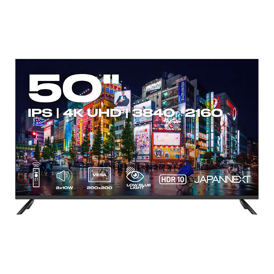127,0cm/50" (3840x2160) JAPANNEXT JN-IPS500UHD60F 16:9 IPS 60Hz HDMI USB WLAN Speaker Black