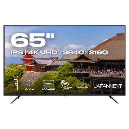 164,0cm/65" (3840x2160) JAPANNEXT JN-IPS650UHD60F 16:9 IPS 60Hz HDMI USB WLAN Speaker Black