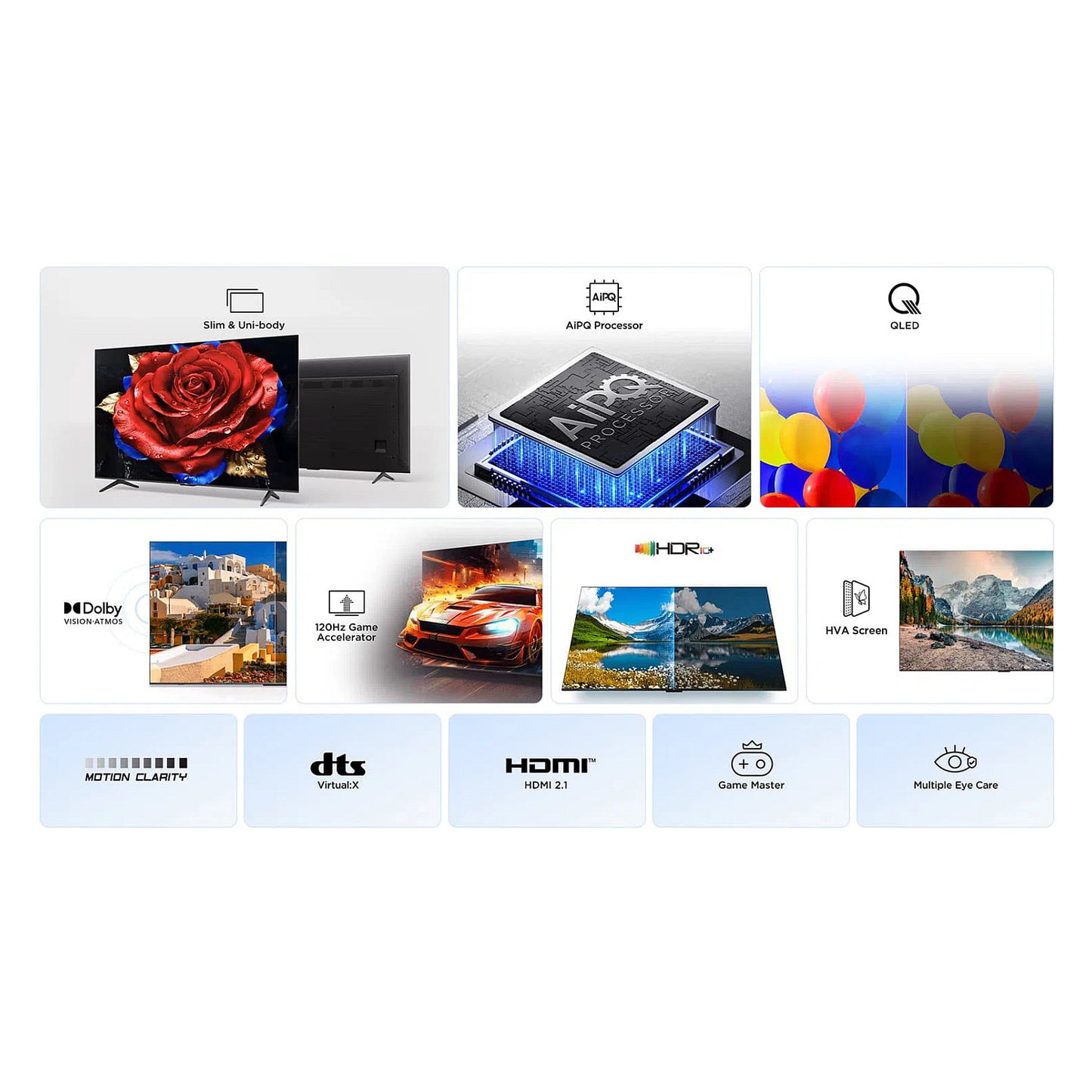 108cm/43" (3840x2160) TCL 43T69C 16:9 LED 60Hz 3x HDMI 1x USB LAN WLAN Google TV Dolby Audio HDR10 Black