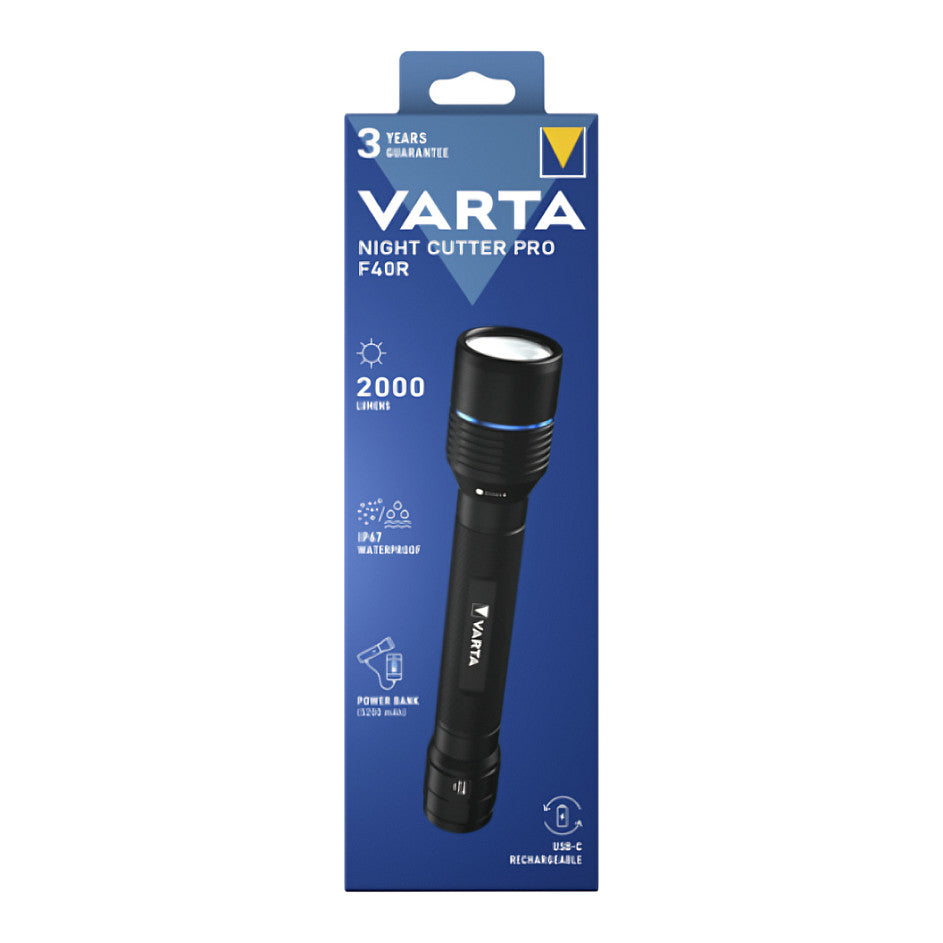 Varta Taschenlampe Aluminium Pro Night Cutter F40R mit Akku