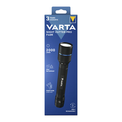 Varta Taschenlampe Aluminium Pro Night Cutter F40R mit Akku