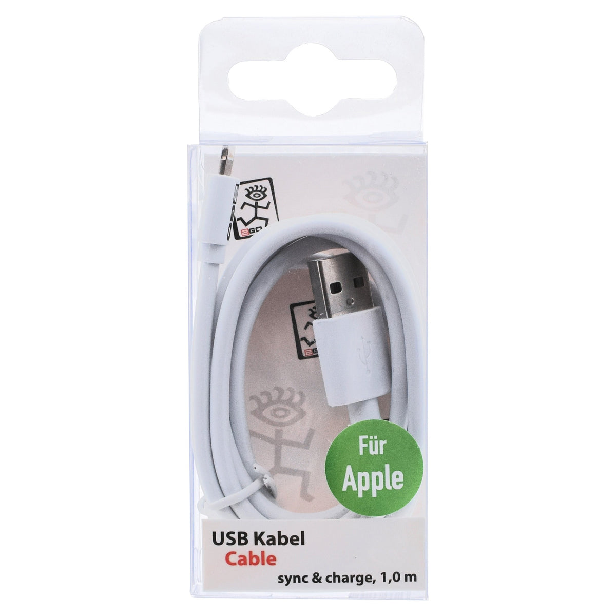 2GO USB Lade-/Datenkabel Lightning 1m weiß in PET-Box