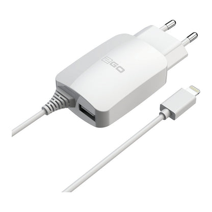 2GO Ladegerät 12W Lightning + 1x USB, Kabel 1,4m, weiß