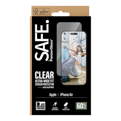 Panzerglass SAFE. by PanzerGlass Screen Protector w. Black Frame iPhone Air | Ultra-Wide Fit w. EasyAligner