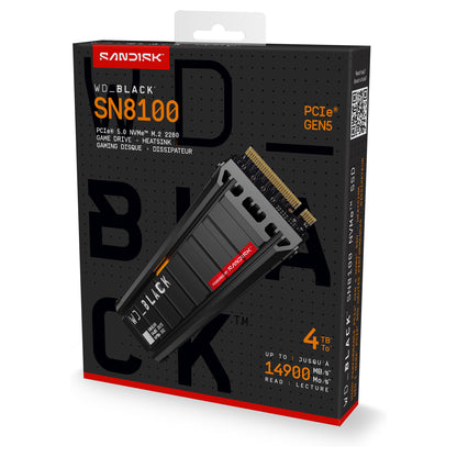 M.2 4TB WD Black SN8100 NVMe 2280 W/Heatsink POWERED BY SANDISK
