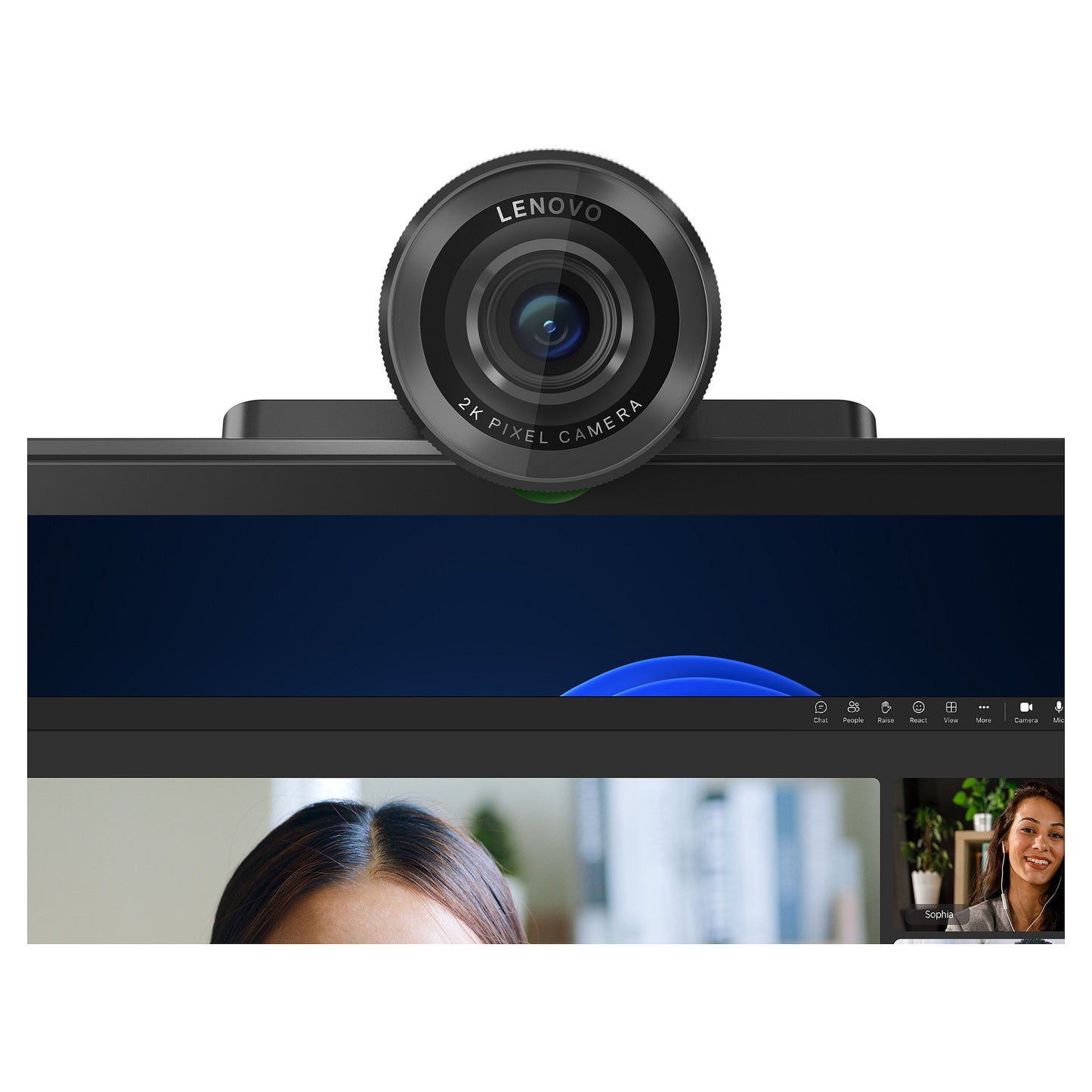 LENOVO QHD Webcam 2K Adjustable FOV90/78/65 Directional Microphone AutoFocus HDR AI Framing/Face USB-C/A 1.5m Detachable Cable
