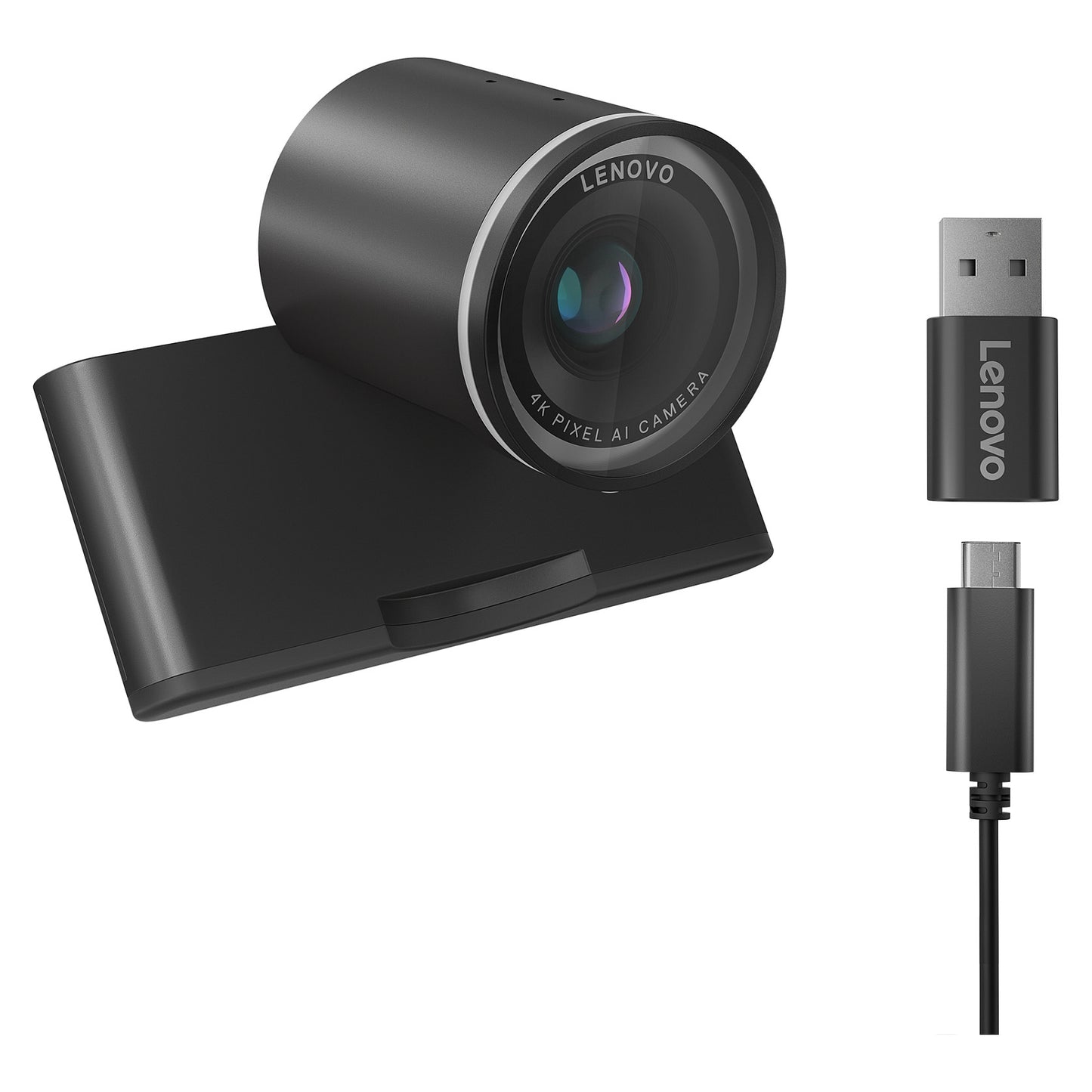 LENOVO 4K Pro Webcam 4K Adjustable FOV90/78/65 Directional Microphone AutoFocus HDR AI Framing/Face USB-C/A 1.5m Detachable Cable
