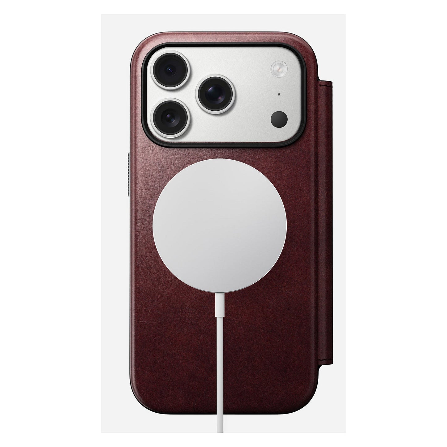Nomad Modern Leather Folio iPhone 17 Pro Burgundy Horween