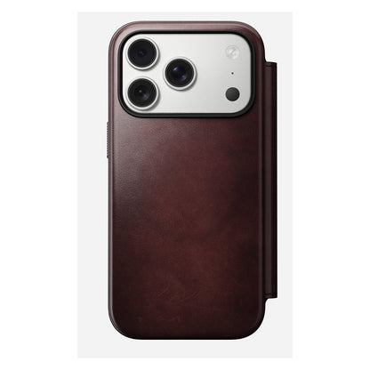 Nomad Modern Leather Folio iPhone 17 Pro Burgundy Horween