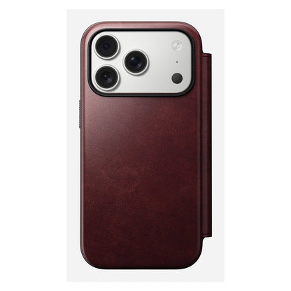 Nomad Modern Leather Folio iPhone 17 Pro Burgundy Horween