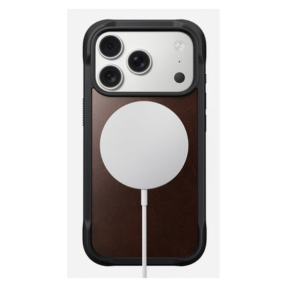 Nomad Rugged Leather Case iPhone 17 Pro Rustic Brown Horween