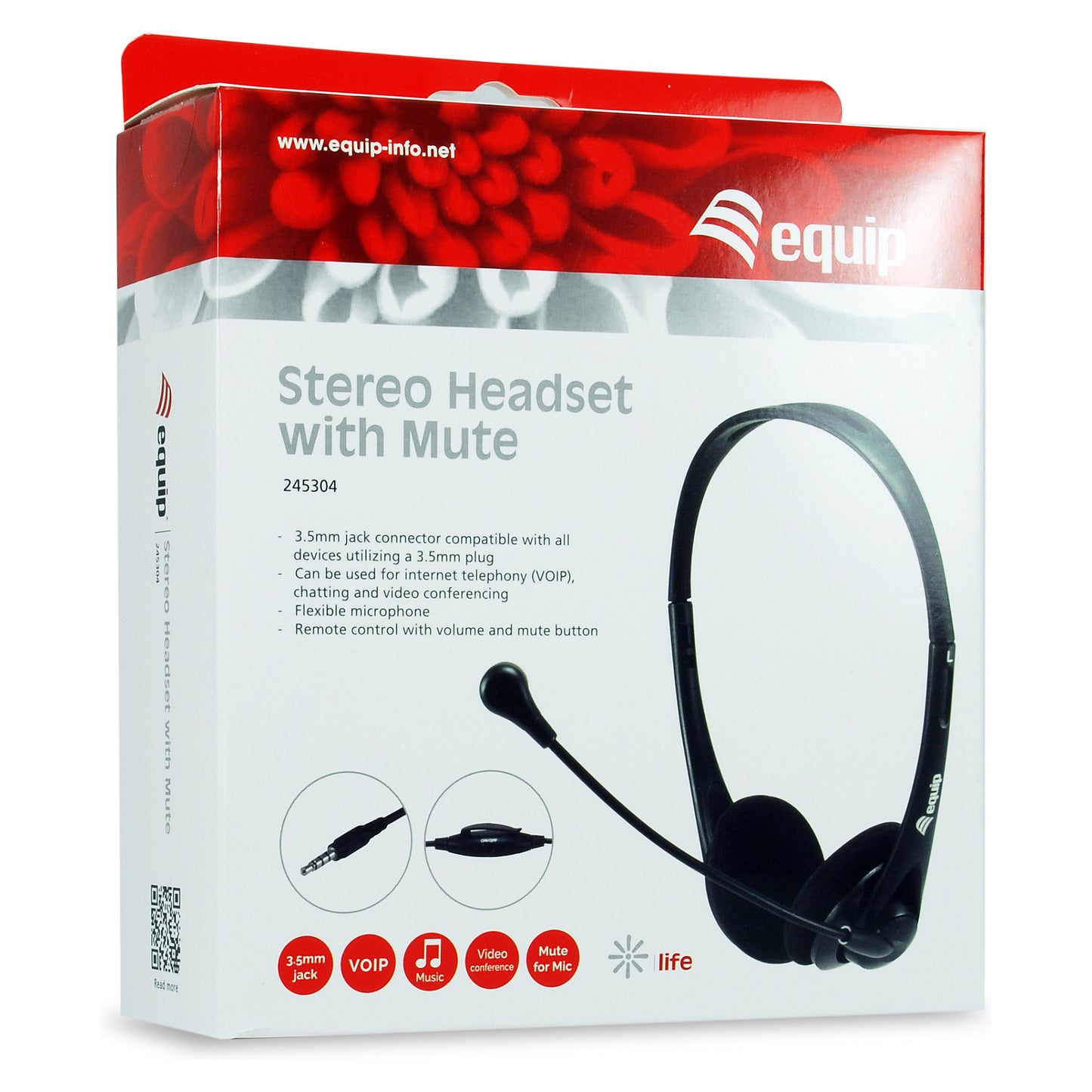 Equip Stereo-Headset Wired mit Mikro 3,5mm 1.80m schwarz