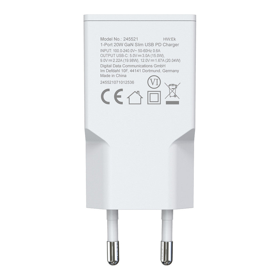 Equip Ladegerät 1Port USB-C PD3.0 GaN Slim 20W weiß
