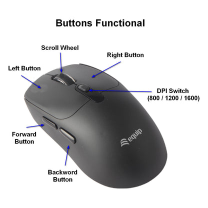 Equip Kompaktmaus Wireless Dual Mode 6Btn L+R schwarz