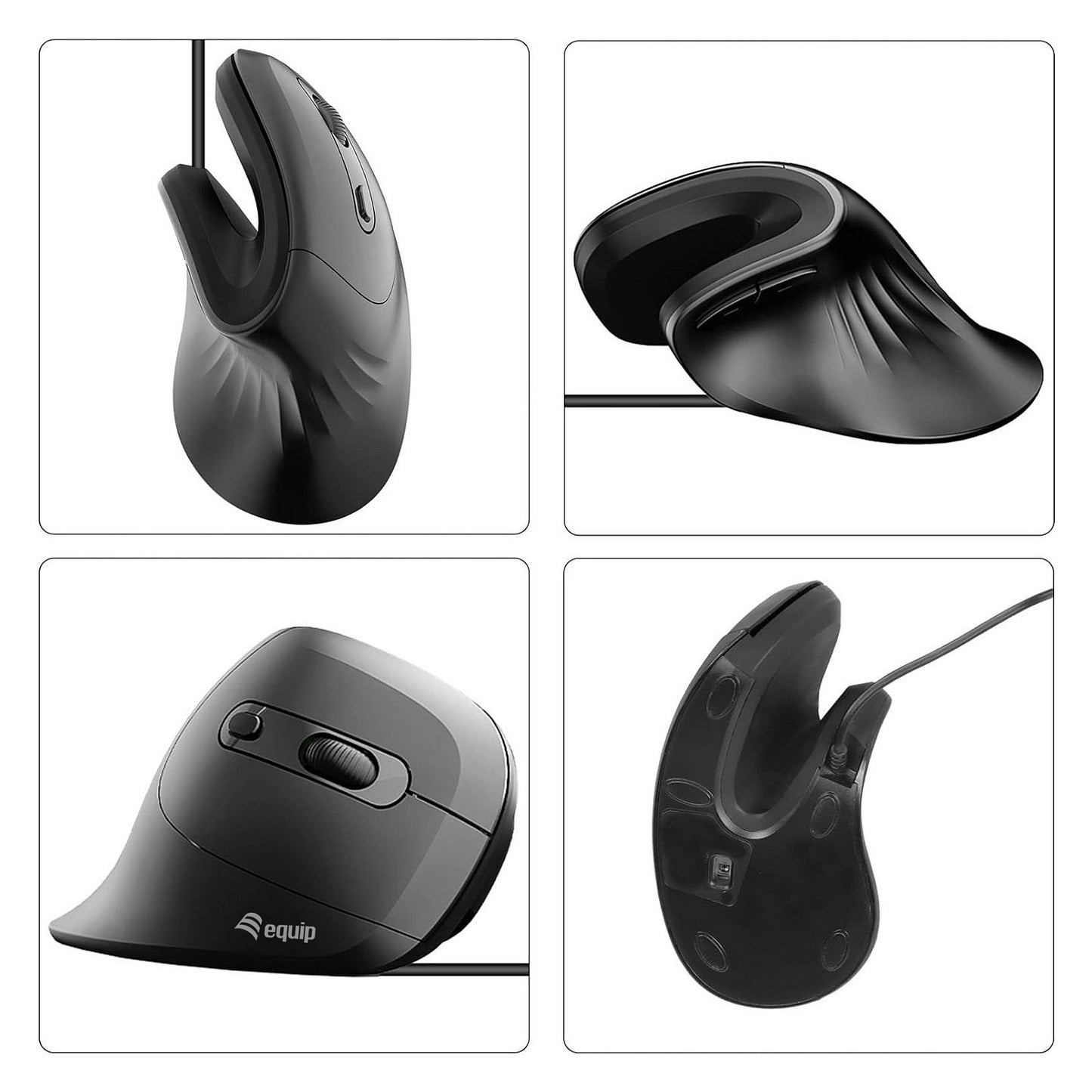 Equip Ergonomische Maus USB-A/-C Stker 1.80m Rechts schwarz