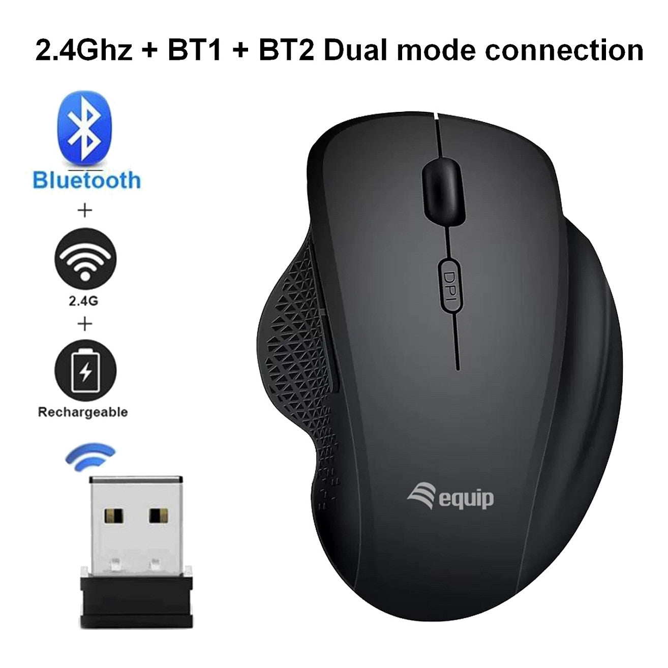Equip Komfortmaus Wireless Dual Mode 6Btn Rechts schwarz