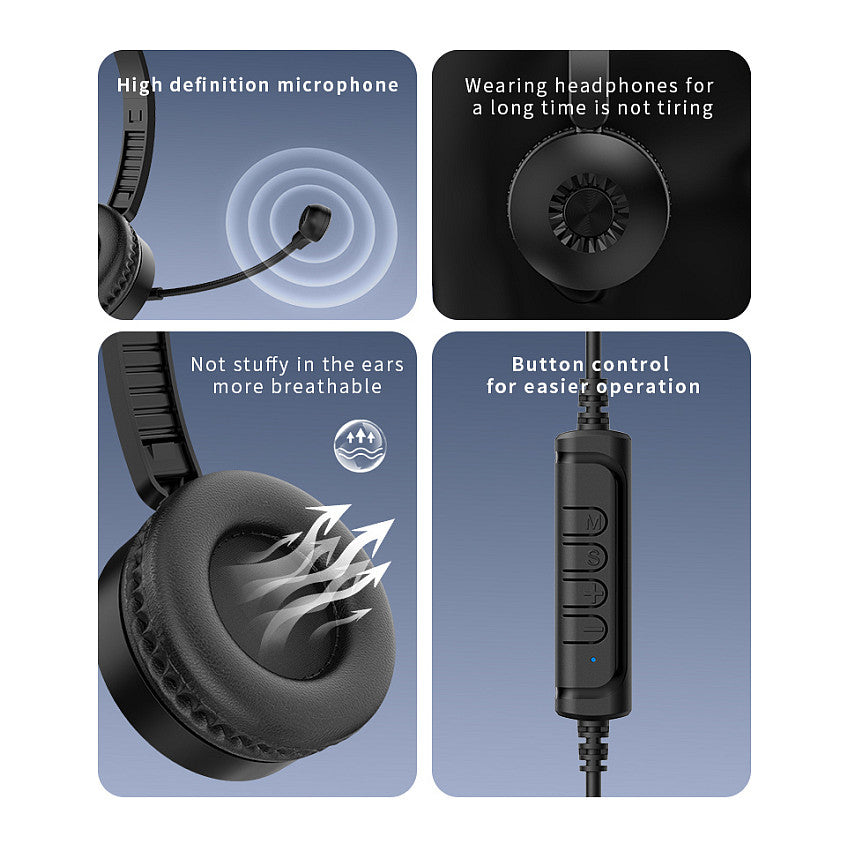 Equip Stereo-Headset Wired mit Mikro USB-A 2.00m schwarz