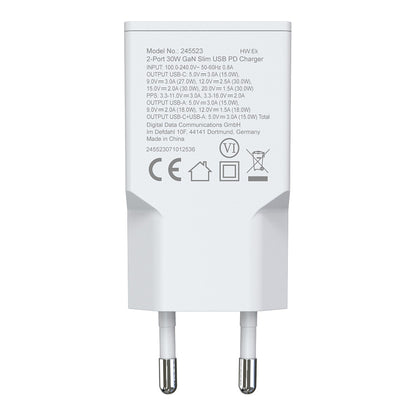 Equip Ladegerät 2Port USB-C PD3.0/USB-A GaN Slim 30W weiß