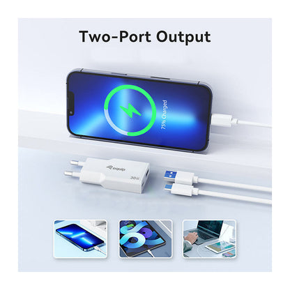 Equip Ladegerät 2Port USB-C PD3.0/USB-A GaN Slim 30W weiß
