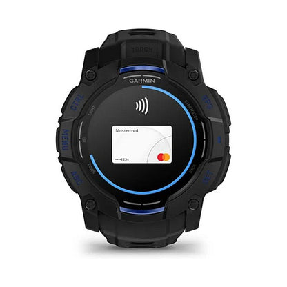 Garmin Instinct® AMOLED black mit Silikon-Wechselarmband 26 mm bolt blue