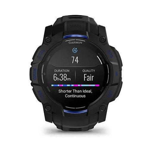 Garmin Instinct® AMOLED black mit Silikon-Wechselarmband 26 mm bolt blue