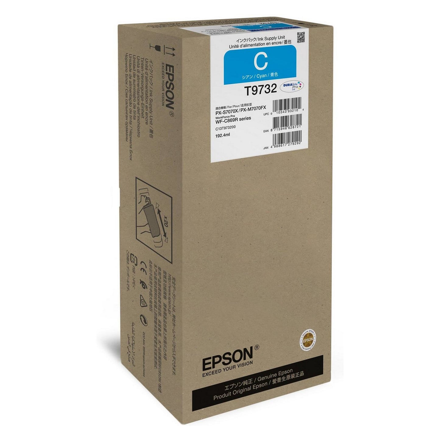 EPSON Tinte cyan 192.4ml WF Pro C869R, ''XL''