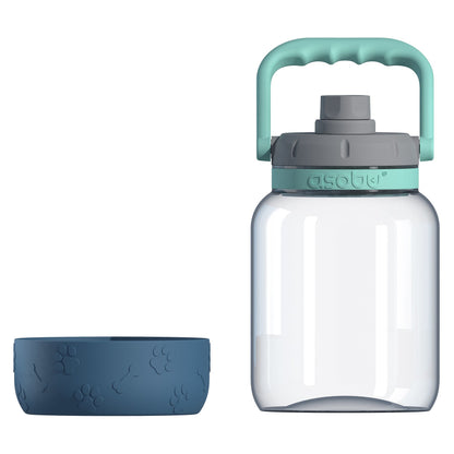 Asobu - The Barkley Dog Bowl - Tritanflasche 1,5 Liter mit Hundenapf blau
