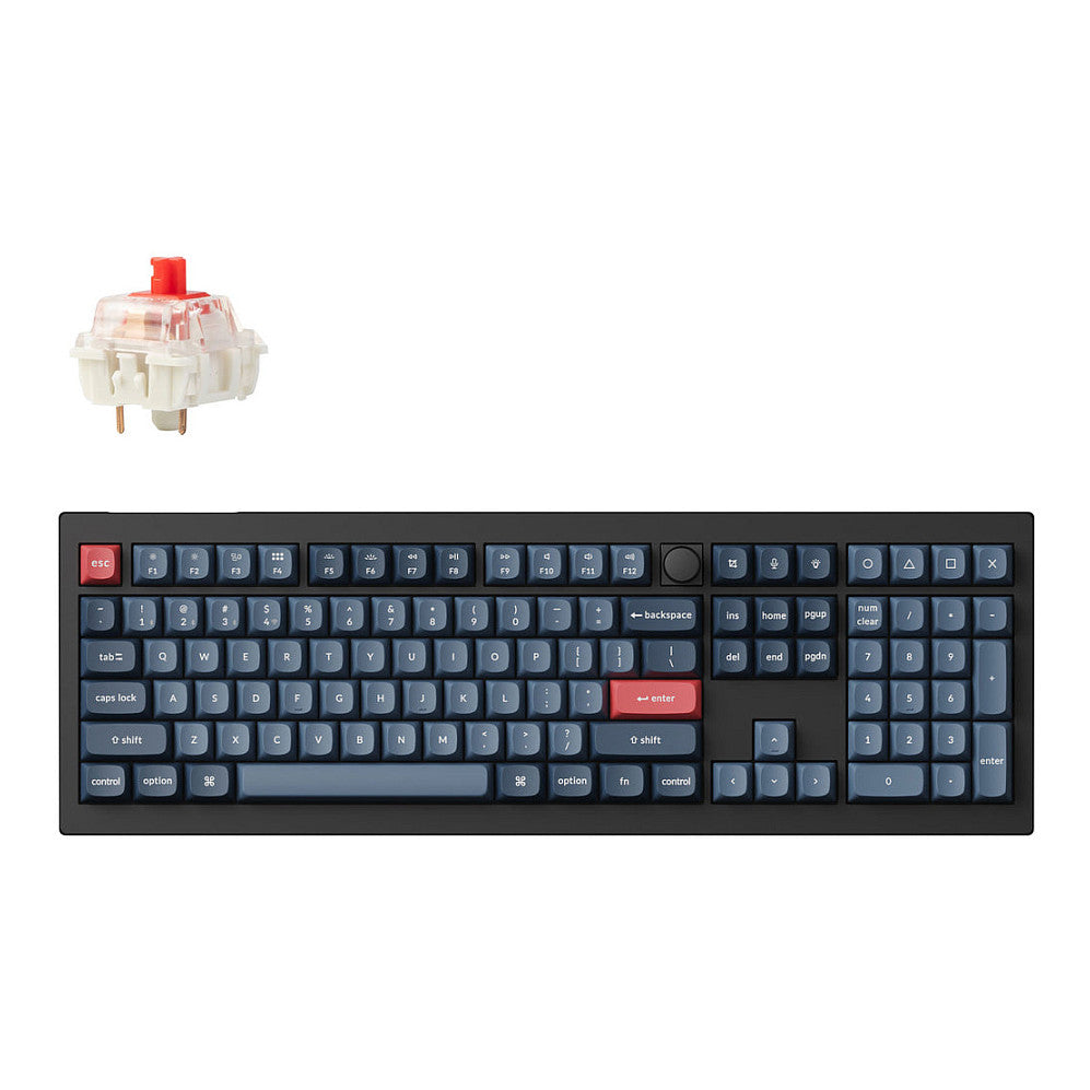 Keychron V6 Max (schwarz/blaugrau, DE-Layout, Gateron Jupiter Red, Hot-Swap, RGB)