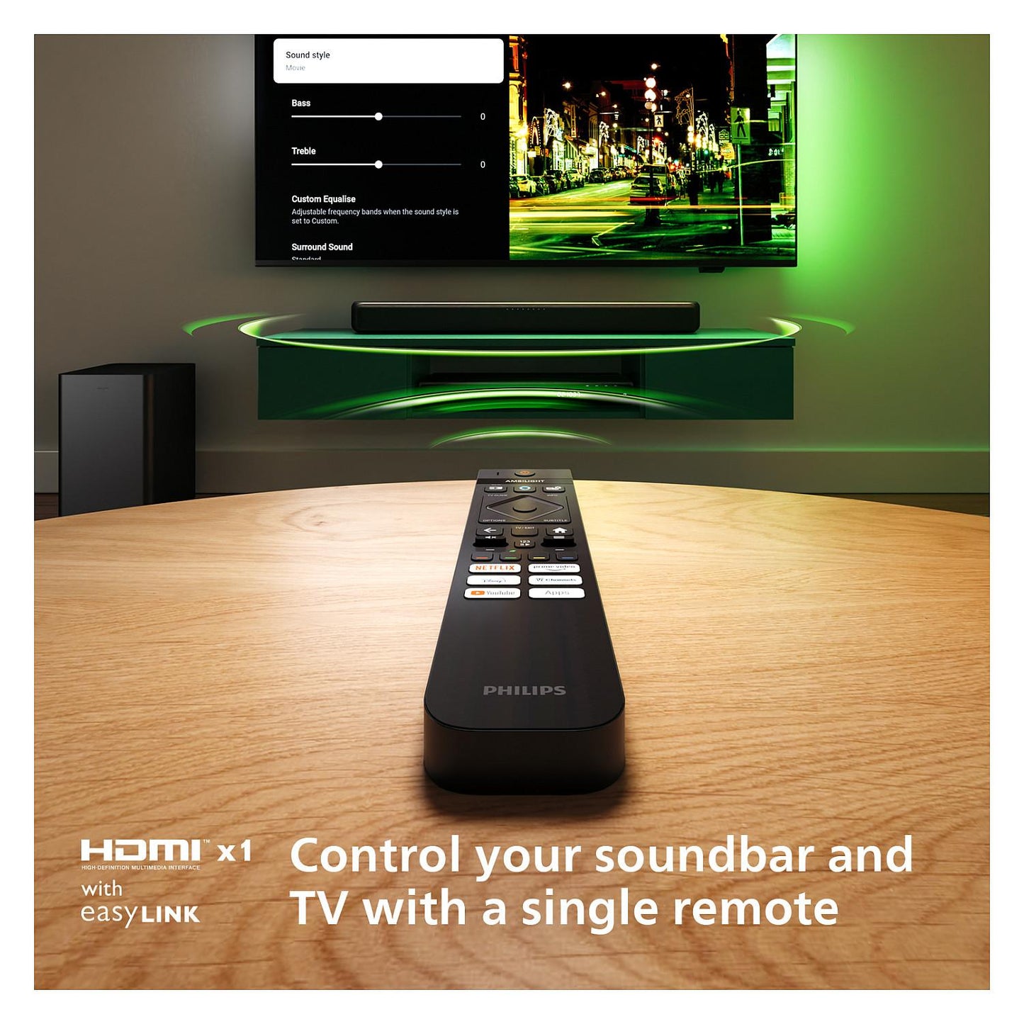 Philips Soundbar 2.1 TAB5309/10 mit kabellosem Subwoofer schwarz